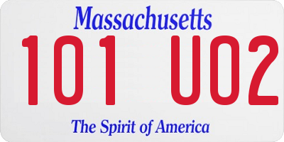 MA license plate 101UO2