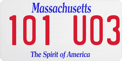 MA license plate 101UO3