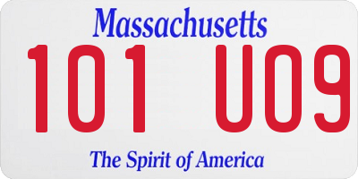 MA license plate 101UO9