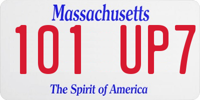 MA license plate 101UP7