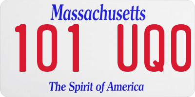 MA license plate 101UQ0
