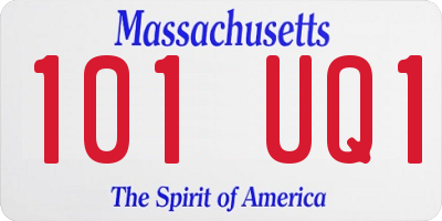 MA license plate 101UQ1