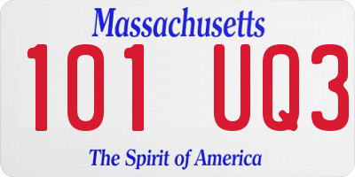 MA license plate 101UQ3