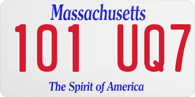 MA license plate 101UQ7