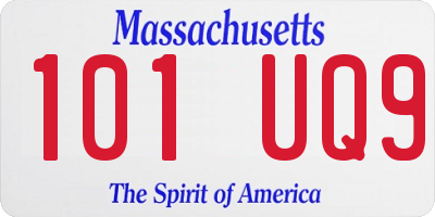 MA license plate 101UQ9