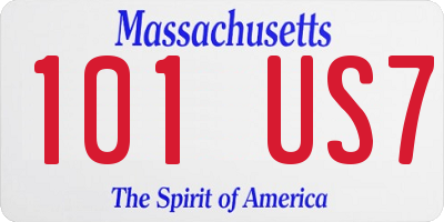 MA license plate 101US7