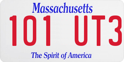 MA license plate 101UT3
