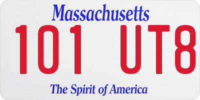 MA license plate 101UT8
