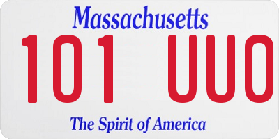 MA license plate 101UU0