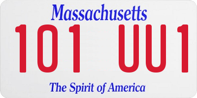 MA license plate 101UU1