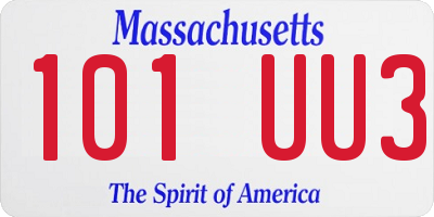 MA license plate 101UU3