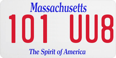 MA license plate 101UU8