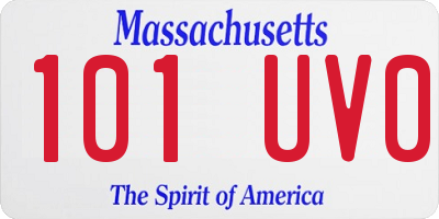 MA license plate 101UV0