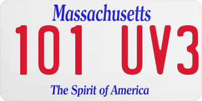 MA license plate 101UV3