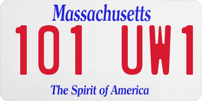 MA license plate 101UW1