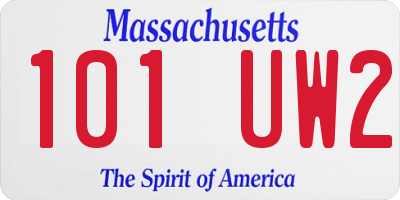 MA license plate 101UW2