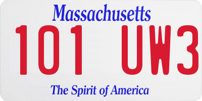 MA license plate 101UW3