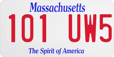 MA license plate 101UW5