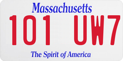 MA license plate 101UW7