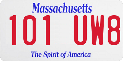 MA license plate 101UW8