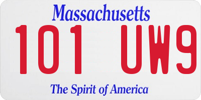 MA license plate 101UW9