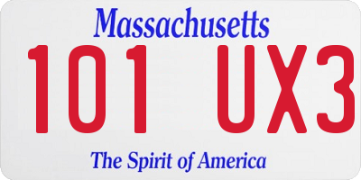 MA license plate 101UX3