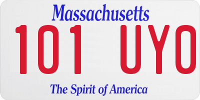 MA license plate 101UY0