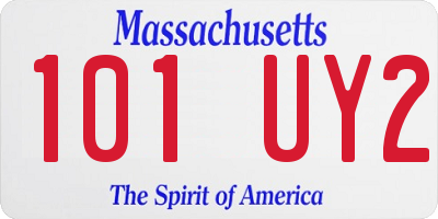 MA license plate 101UY2