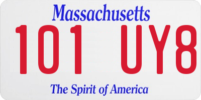 MA license plate 101UY8