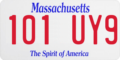 MA license plate 101UY9