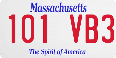MA license plate 101VB3