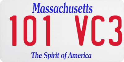 MA license plate 101VC3