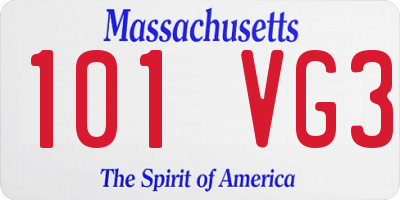 MA license plate 101VG3