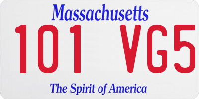 MA license plate 101VG5