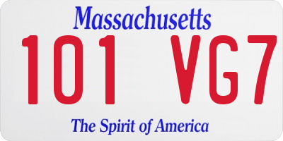 MA license plate 101VG7