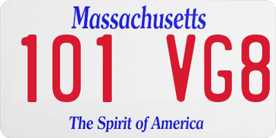 MA license plate 101VG8