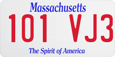 MA license plate 101VJ3