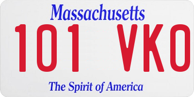 MA license plate 101VK0