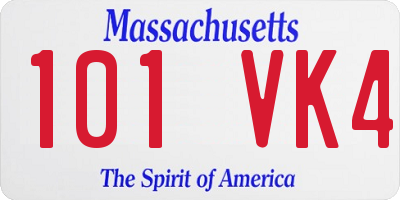 MA license plate 101VK4