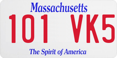 MA license plate 101VK5