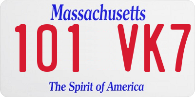 MA license plate 101VK7