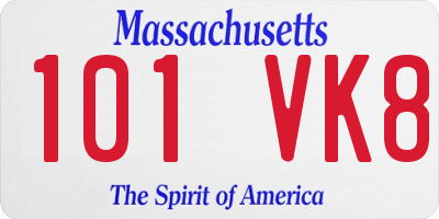 MA license plate 101VK8