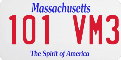 MA license plate 101VM3