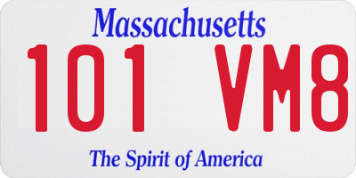 MA license plate 101VM8