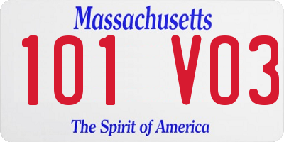 MA license plate 101VO3