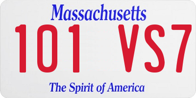 MA license plate 101VS7
