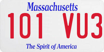 MA license plate 101VU3