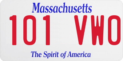 MA license plate 101VW0