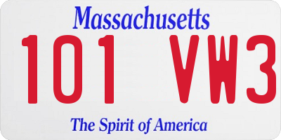 MA license plate 101VW3