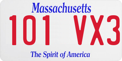 MA license plate 101VX3